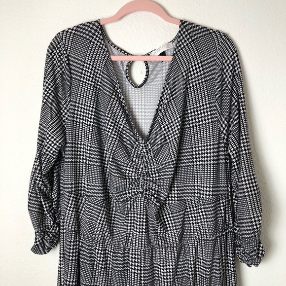NWOT Planet Gold Plus houndstooth knit jumpsuit black white - Picture 3 of 7